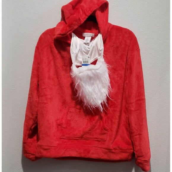 Red Santa swestshirt with mask covered with beard NWT size XL - Picture 1 of 5